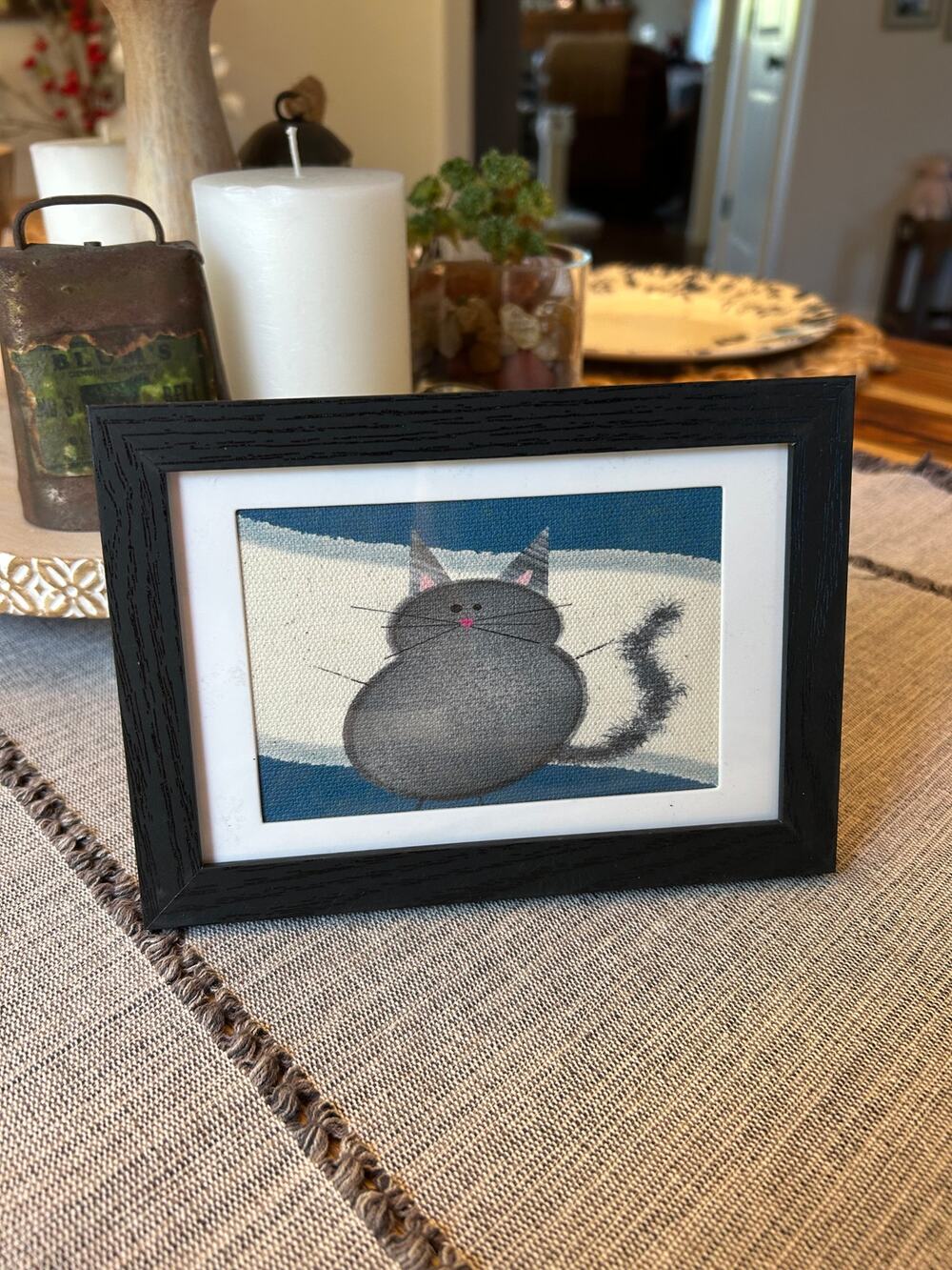 Black Cat Kitty Cat Mini Picture Frame Original Art 6 x 4 Cat Lover Gift